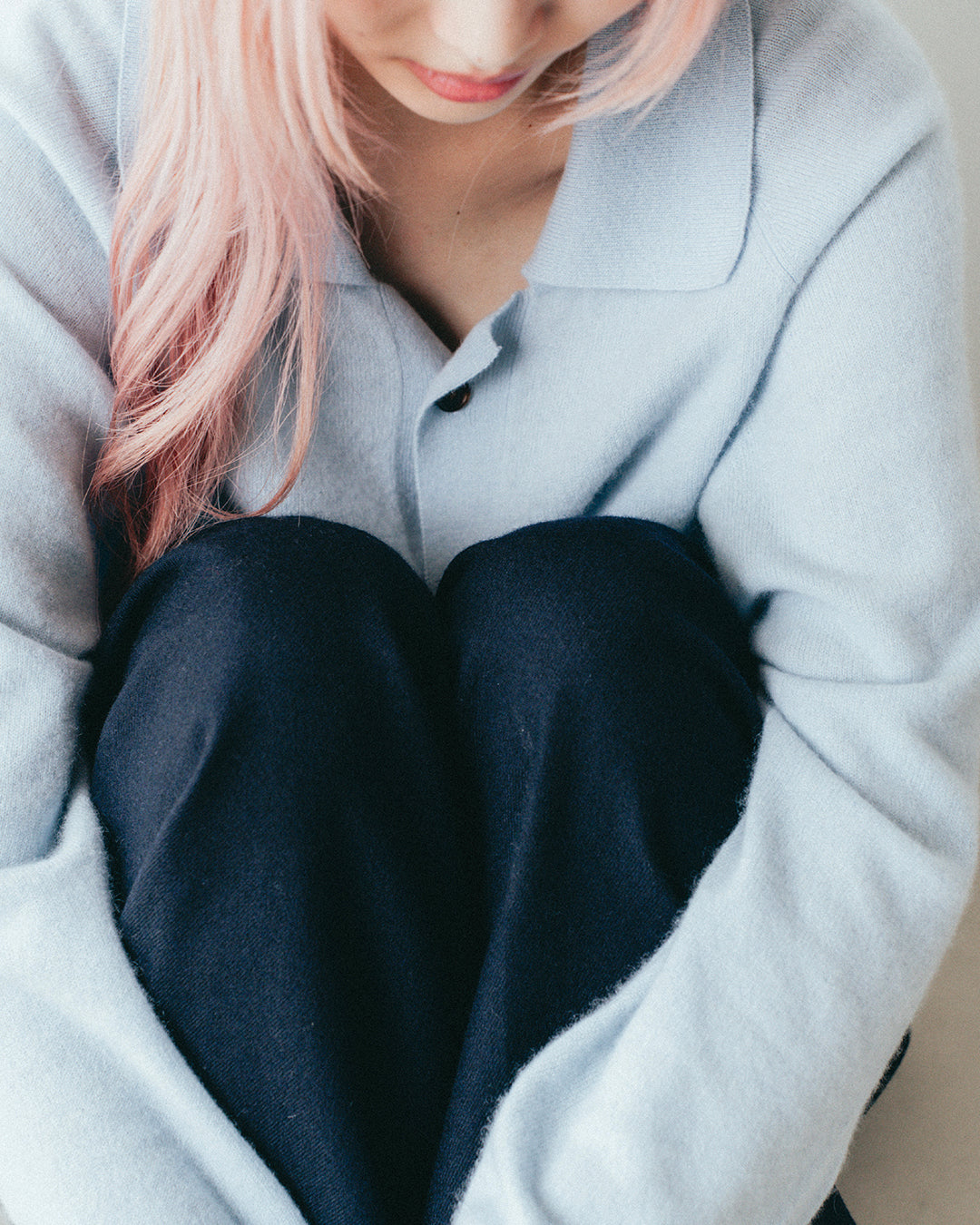 INNER MONGORIAN CASHMERE GARDIGAN I - SAXE BLUE