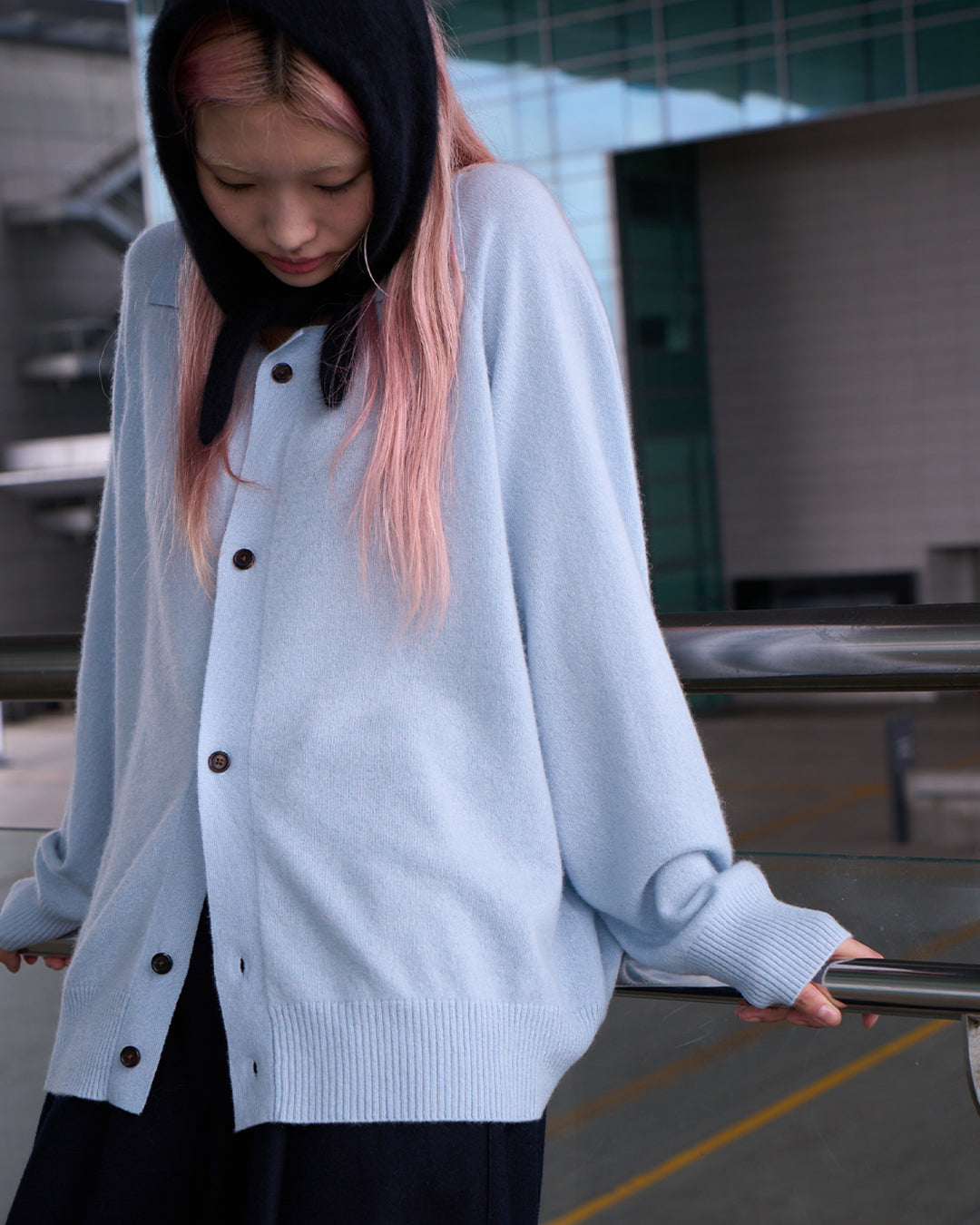 INNER MONGORIAN CASHMERE GARDIGAN I - SAXE BLUE