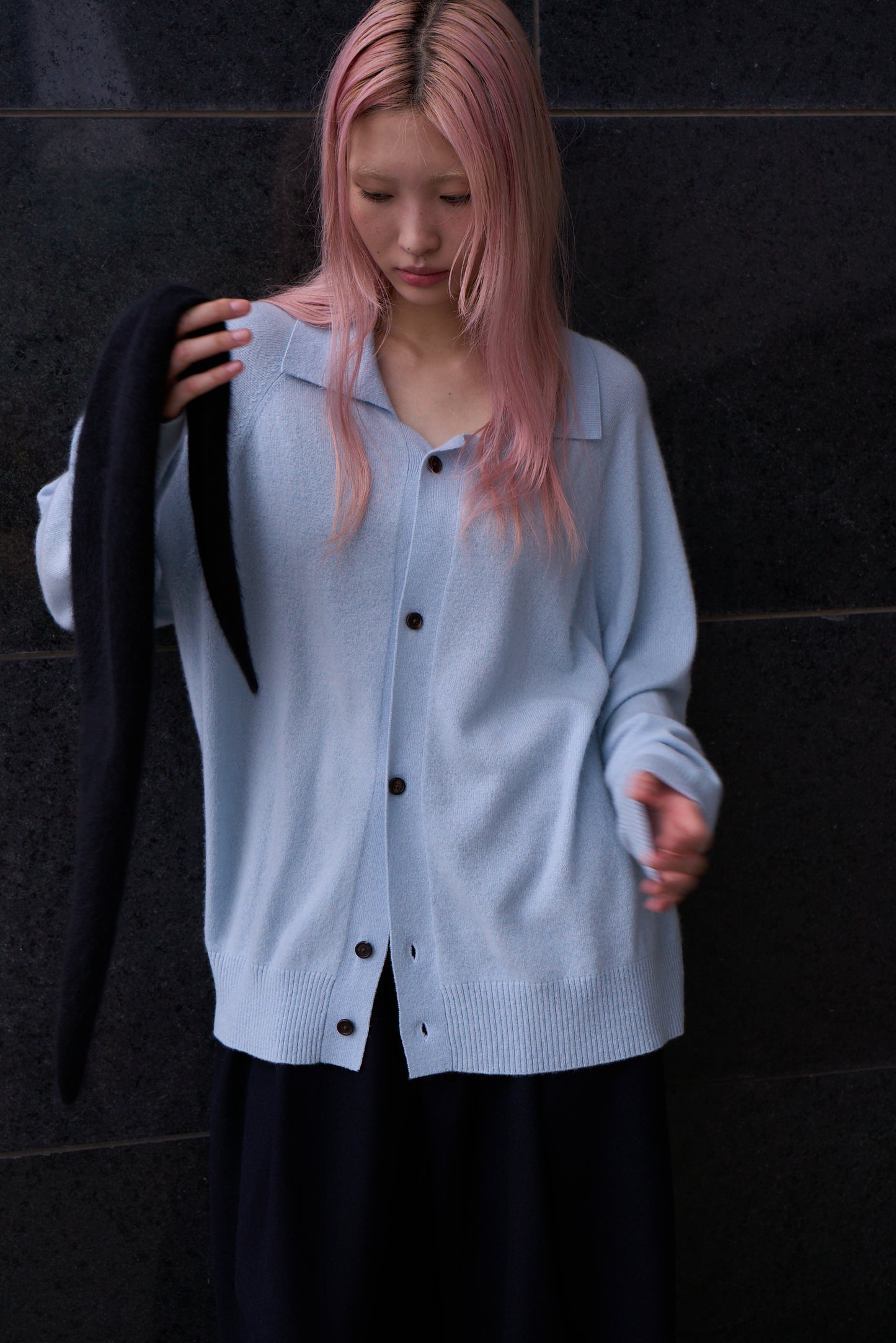 INNER MONGORIAN CASHMERE GARDIGAN I - SAXE BLUE