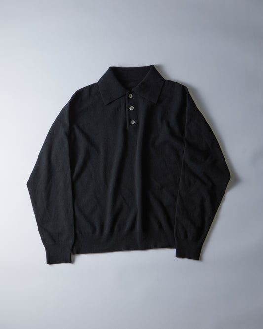 LAMB WOOL 80POLO - BLACK